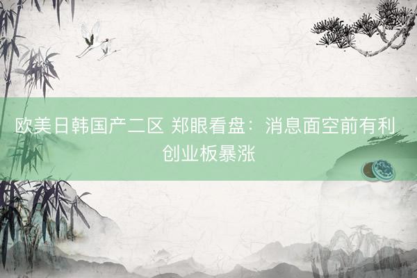 欧美日韩国产二区 郑眼看盘：消息面空前有利 创业板暴涨