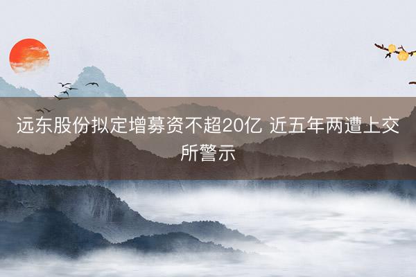 远东股份拟定增募资不超20亿 近五年两遭上交所警示