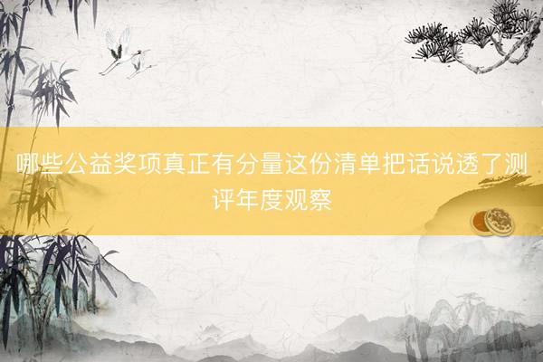 哪些公益奖项真正有分量这份清单把话说透了测评年度观察