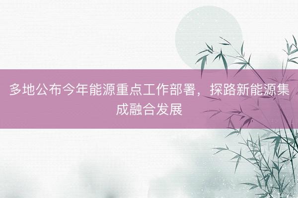 多地公布今年能源重点工作部署，探路新能源集成融合发展