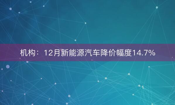 机构：12月新能源汽车降价幅度14.7%
