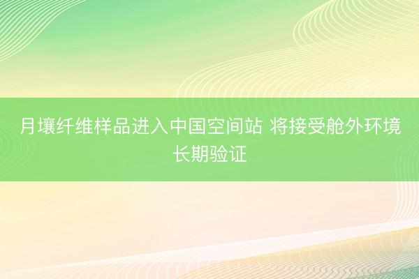 月壤纤维样品进入中国空间站 将接受舱外环境长期验证
