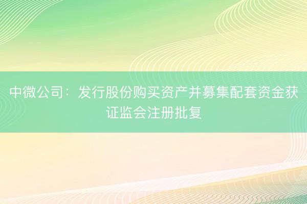 中微公司：发行股份购买资产并募集配套资金获证监会注册批复