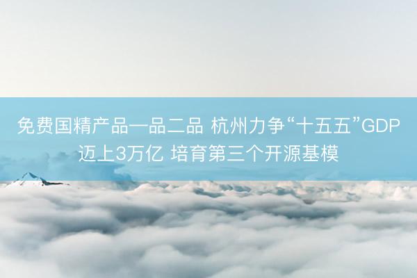 免费国精产品—品二品 杭州力争“十五五”GDP迈上3万亿 培育第三个开源基模