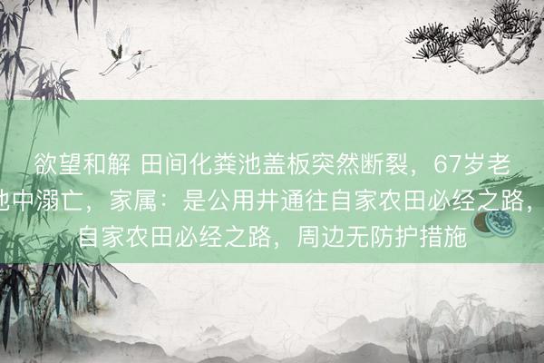 欲望和解 田间化粪池盖板突然断裂,67岁老人坠入近3米深池中溺亡,家属:是公用井通往自家农田必经之路,周边无防护措施