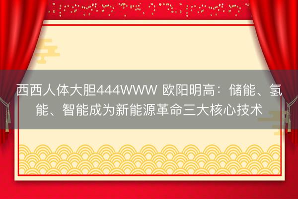 西西人体大胆444WWW 欧阳明高:储能、氢能、智能成为新能源革命三大核心技术