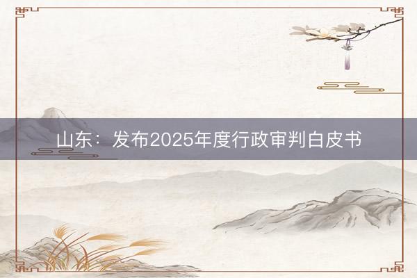 山东：发布2025年度行政审判白皮书