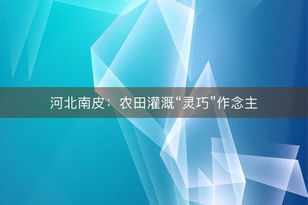 河北南皮：农田灌溉“灵巧”作念主
