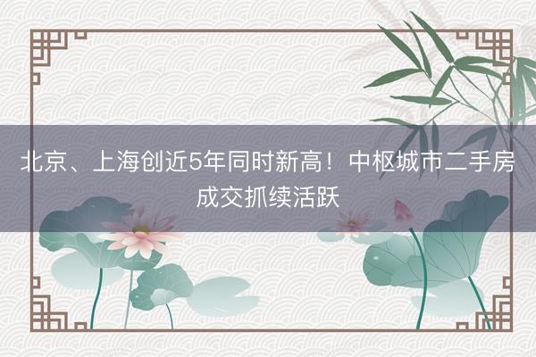 北京、上海创近5年同时新高！中枢城市二手房成交抓续活跃