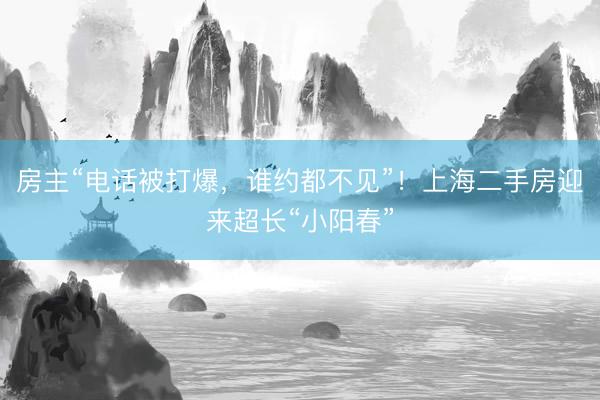 房主“电话被打爆，谁约都不见”！上海二手房迎来超长“小阳春”