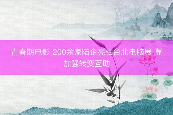 青春期电影 200余家陆企亮相台北电脑展 冀加强转变互助