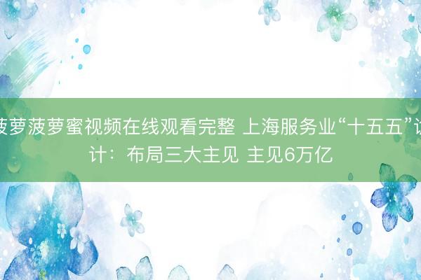 菠萝菠萝蜜视频在线观看完整 上海服务业“十五五”诡计：布局三大主见 主见6万亿