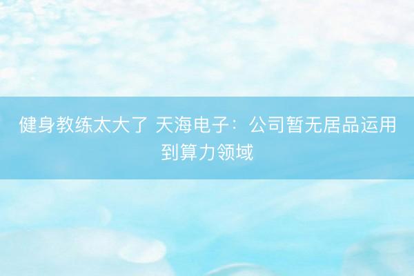 健身教练太大了 天海电子：公司暂无居品运用到算力领域