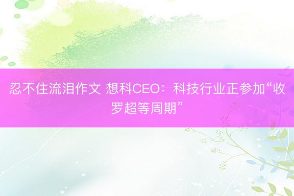 忍不住流泪作文 想科CEO：科技行业正参加“收罗超等周期”