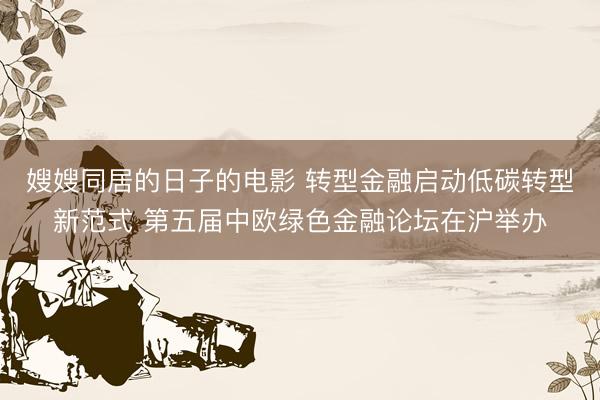 嫂嫂同居的日子的电影 转型金融启动低碳转型新范式 第五届中欧绿色金融论坛在沪举办