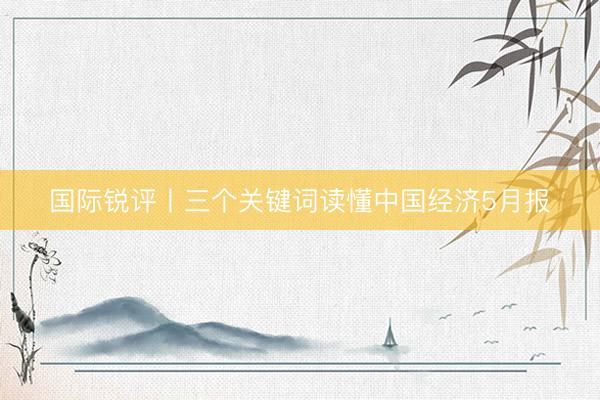 国际锐评丨三个关键词读懂中国经济5月报